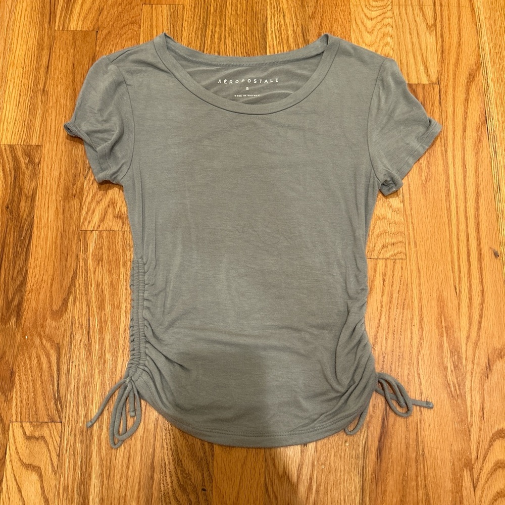 Aeropostale Short Sleeve Green Ruched Tee